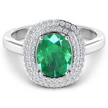 Load image into Gallery viewer, 1.97 Carat Genuine Zambian Emerald and White Diamond 14K White Gold Ring