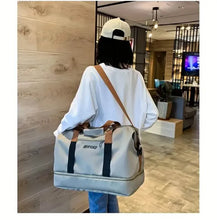 Load image into Gallery viewer, Nylon Duffel Bag for Travel – Large Capacity, Foldable, Shoe Compartment – Men & Women