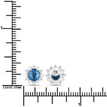 Load image into Gallery viewer, 1.87 Carat Genuine Blue Sapphire and White Diamond 14K White Gold Earrings