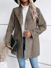 Load image into Gallery viewer, Women's Plaid Collared Neck Buttoned Long Sleeve Jacket β Classic & Lightweight Outerwear for Everyday Wear
