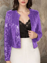 Load image into Gallery viewer, Elegant Women Full-Size Sequin Open Front Cropped Jacket With Glamorous Sparkle Luxury Women Party Jacket