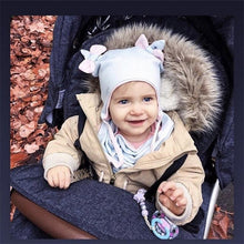 Load image into Gallery viewer, Baby Cotton Hat Autumn Winter Children Scarf Hat Sets Bowknot Ear Baby Girl Boy Warm Beanies Cap Neck Warmer Scarf Fleece Balaclava Hood Ski Mask Cold Weather Face Mask Neck Warmer Winter Nose Warmer