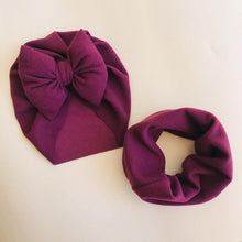 Load image into Gallery viewer, Baby Cotton Hat Autumn Winter Children Scarf Hat Sets Bowknot Ear Baby Girl Boy Warm Beanies Cap Neck Warmer Scarf Fleece Balaclava Hood Ski Mask Cold Weather Face Mask Neck Warmer Winter Nose Warmer
