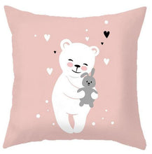 Load image into Gallery viewer, Baby Cushion Whale Print Kids Decoration Cute Rabbit Bear Eyelashes Love Decorative Bunny Pillow Case Cute Animal Little White Rabbits Pillows For Home 45x45CM