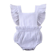 Load image into Gallery viewer, Baby Girl Ruffled Solid Color Sleeveless Backless Romper Jumpsuit Comfy Outfit Excellent Gift For Your Baby Girl