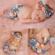 Load image into Gallery viewer, Baby Girls Floral Printed Elastic Waist Big Flower Bottoms Leggings Pants Toddler Trousers With Bow In Set For Girls And Baby and Newborn Baby