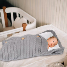 Load image into Gallery viewer, Baby Knit Swaddle Blanket Wrap with Buttons