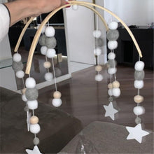 Load image into Gallery viewer, Baby Nordic Wooden Beads Wind Chimes with Wool Balls Nursery Mobile Crib Bed Bell Baby Bedroom Ceiling Wooden Beads Wind Chime Hanging Newborn Baby Bed Hanging Wind-bell Crib Tent Kids Room Decorations Ornaments