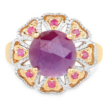 Load image into Gallery viewer, 14K Yellow Gold Plated 5.55 Carat Genuine Pink Sapphire & Ruby .925 Sterling Silver Ring