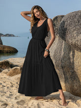 Load image into Gallery viewer, White V-Neck Tie Shoulder Maxi Dress Effortless & Flowy Summer Essential Long Girls Dress