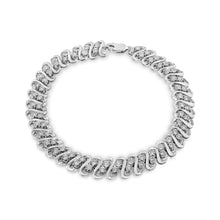 Load image into Gallery viewer, .925 Sterling Silver 1/2 Cttw Diamond Double Row S-Link Bracelet (I-J Color, I2-I3 Clarity) - 7.5" Inches
