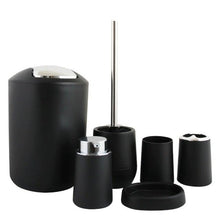 Load image into Gallery viewer, Bamboo Bathroom Accessories Set Plastic Bathroom Kit Soap Dispenser Toothbrush Cup Soap Dish Toilet Brush Holder Trash Can Bathroom Accessories Toothbrush Holder Toothbrush Cup Soap Dispenser Soap Dish Toilet Brush Holder Trash Can For Home Apartment