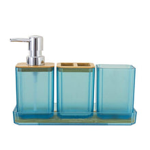 Load image into Gallery viewer, Bamboo Bathroom Accessories Set Plastic Bathroom Kit Soap Dispenser Toothbrush Cup Soap Dish Toilet Brush Holder Trash Can Bathroom Accessories Toothbrush Holder Toothbrush Cup Soap Dispenser Soap Dish Toilet Brush Holder Trash Can For Home Apartment