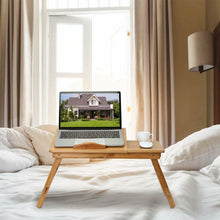 Load image into Gallery viewer, Bamboo Laptop Desk with Side Storage Drawer