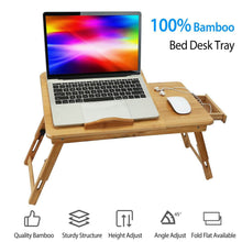 Load image into Gallery viewer, Bamboo Laptop Desk with Side Storage Drawer