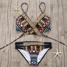 Load image into Gallery viewer, Bandage Bikini String Strappy Swim Wear Bathing Suit Swimsuit Beachwear Swimwear Women Bikini Women's Halter Bandage Bikini Strappy Bottom Two Piece Swimsuits