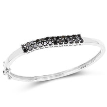 Load image into Gallery viewer, 3.53 Carat Genuine Black Diamond .925 Sterling Silver Bangle