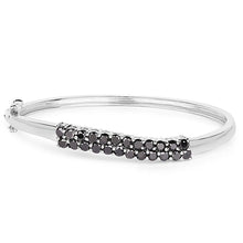 Load image into Gallery viewer, 3.53 Carat Genuine Black Diamond .925 Sterling Silver Bangle