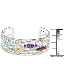 Load image into Gallery viewer, 4.82 Carat Genuine Multi Stones .925 Sterling Silver Cuff Bangle
