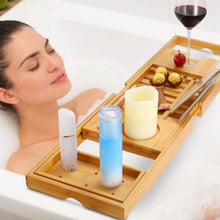 Load image into Gallery viewer, Bathtub Caddy Tray Crafted Bamboo