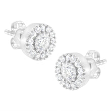 Load image into Gallery viewer, 14k White Gold 1 cttw Diamond Halo Stud Earrings (I-J Clarity, I1-I2 Color)