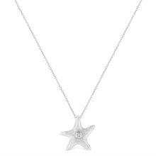 Load image into Gallery viewer, .925 Sterling Silver Prong-Set Diamond Accent Starfish Pendant Necklace (I-J Color, I1-I2 Clarity) - Size 18"