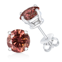 Load image into Gallery viewer, 10K White Gold 1.0 Cttw Lab Created Round Brilliant Cut Pink Diamond Classic 4-Prong Solitaire Stud Earrings (Fancy Pink Color, VVS2-VS1 Clarity)