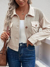 Load image into Gallery viewer, Women's Houndstooth Button-Up Long Sleeve Jacket – Chic & Pocketed Lightweight Outerwear