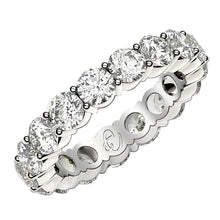 Load image into Gallery viewer, Round Cut Lab Grown Diamond Eternity Ring in 14k White Gold (3 cttw FG/VS2)