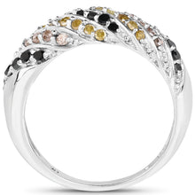 Load image into Gallery viewer, 0.63 Carat Genuine Champagne Diamond, Yellow Diamond & Black Diamond .925 Sterling Silver Ring