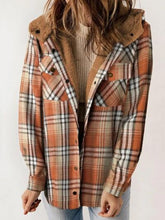 Load image into Gallery viewer, Plaid Snap Down Plush Hooded Jacket Soft & Warm Women Outerwear Cozy And Comfortable Jacket