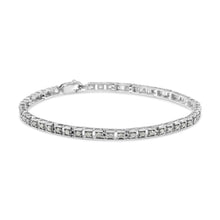 Load image into Gallery viewer, .925 Sterling Silver 1.0 Cttw Diamond Square Hybrid Link 7" Tennis Bracelet (I-J Color, I2-I3 Clarity)