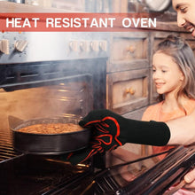 Load image into Gallery viewer, BBQ Oven Gloves High Temperature Resistance Barbecue Cooking Baking Heat Insulation 14 Inch Bracers Microwave Gloves Fireproof Kitchen Gloves for Outdoor Cooking BBQ Barbecue Accessories
