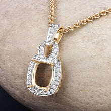 Load image into Gallery viewer, 0.25 Carat Genuine White Diamond 14K Yellow Gold Semi Mount Pendant - holds 9x7mm Cushion Gemstone