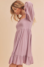 Load image into Gallery viewer, New Summer Ruffled Hem Square Neck Balloon Sleeve Mini Dress For Women - Trendy, Feminine & Chic with Playful Details