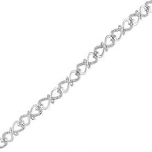 Load image into Gallery viewer, .925 Sterling Silver 1/3 Cttw Round-Cut Diamond Double Heart Infinity Link 7.25" Bracelet (H-I Color, I3 Clarity)
