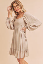 Load image into Gallery viewer, Ruffled Hem Square Neck Balloon Sleeve Mini Dress For Women - Trendy Smocked Detail, Chic Feminine Style, Perfect for Casual & Semi-Formal Occasions