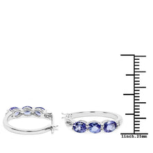 Load image into Gallery viewer, 1.99 Carat Genuine Tanzanite and White Diamond .925 Sterling Silver Earrings
