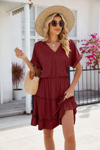 Load image into Gallery viewer, Short Sleeve Tiered Mini Dress Feminine & Flowy Modern Women Summer Dress