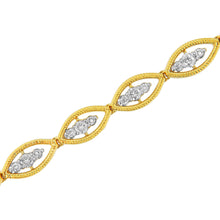 Load image into Gallery viewer, 10K Yellow Gold Plated .925 Sterling Silver 1 cttw Prong Set Round-Cut Diamond Link Bracelet (J-K Color, I1-I2 Clarity) - 7.25"