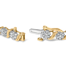 Load image into Gallery viewer, 10K Yellow Gold 2.00 Cttw Round Cut Diamond 'S' Cluster Bracelet (J-K Color, I1-I2 Clarity)