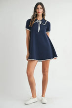 Load image into Gallery viewer, Ruffle Trimmed Collar Fine Knit Mini Dress For Women โ Ruffle Mini Dress, Fine Knit Dress, Collar Dress, Feminine Mini Dress, Chic Knit Dress