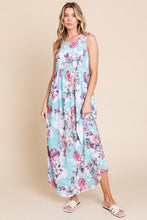 Load image into Gallery viewer, New Floral Round Neck Sleeveless Maxi Dress with Pockets For Women – Elegant Floral Print Dress with Flowing Silhouette and Functional Pockets