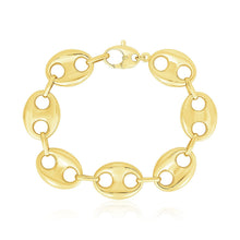 Load image into Gallery viewer, 14k Yellow Gold High Polish Lite Puffed Mariner Link Bracelet (21 mm)
