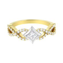 Load image into Gallery viewer, 10K Two Tone Color 5/8 Cttw Diamond Kite and Twist Shank Ring (H-I Color,SI2-I1 Clarity)