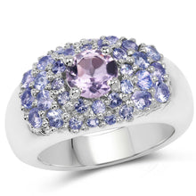 Load image into Gallery viewer, 2.43 Carat Genuine Amethyst and Tanzanite .925 Sterling Silver Ring