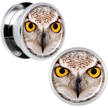 Load image into Gallery viewer, Full Color Owl Steel Screw Fit Plug Set 9/16