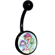 Load image into Gallery viewer, Psychedelic Magic Mushrooms Black Belly Ring