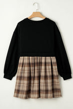 Load image into Gallery viewer, Vintage Plaid Round Neck Long Sleeve Mini Dress Cozy & Stylish Dress Retro Design Dress For Party