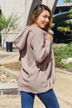Load image into Gallery viewer, Women Full Size Teddy Hooded Jacket with Pockets Cozy Casual Jacket Comfortable Women Jacket
